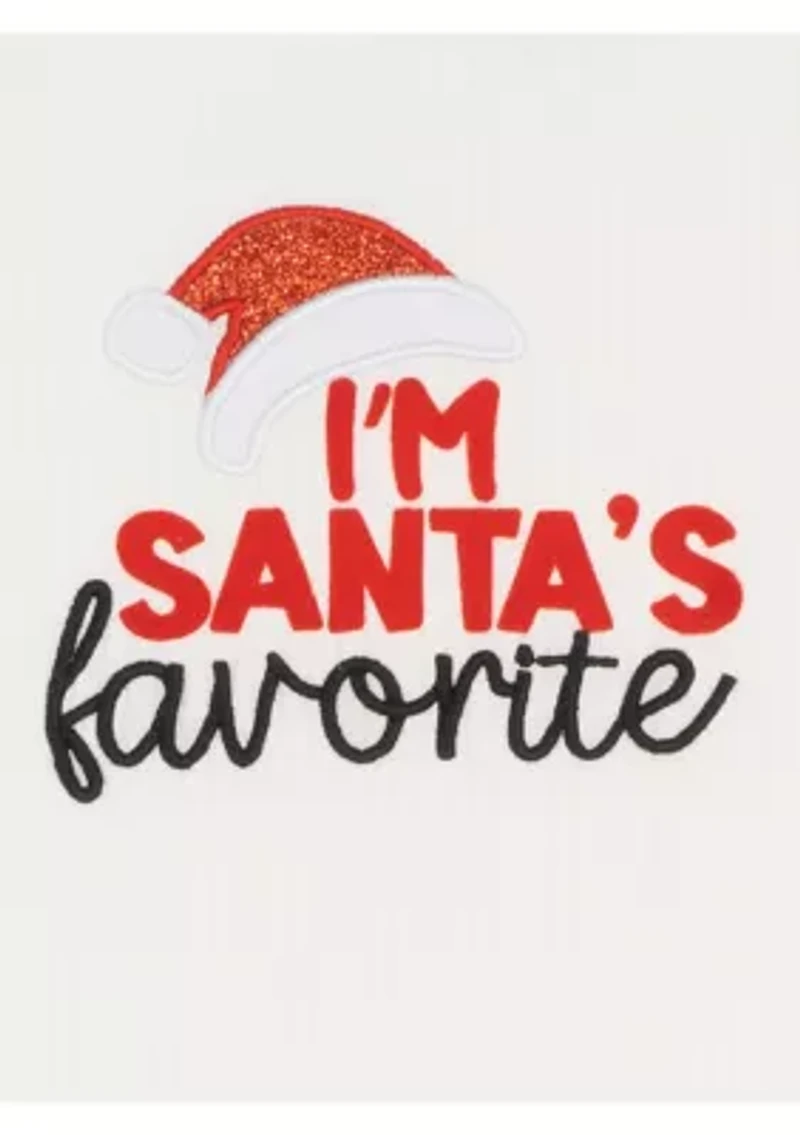 Baby Girls Rib Knit Santa's Favorite Bodysuit, Bell Bottom Legging and Headband Set