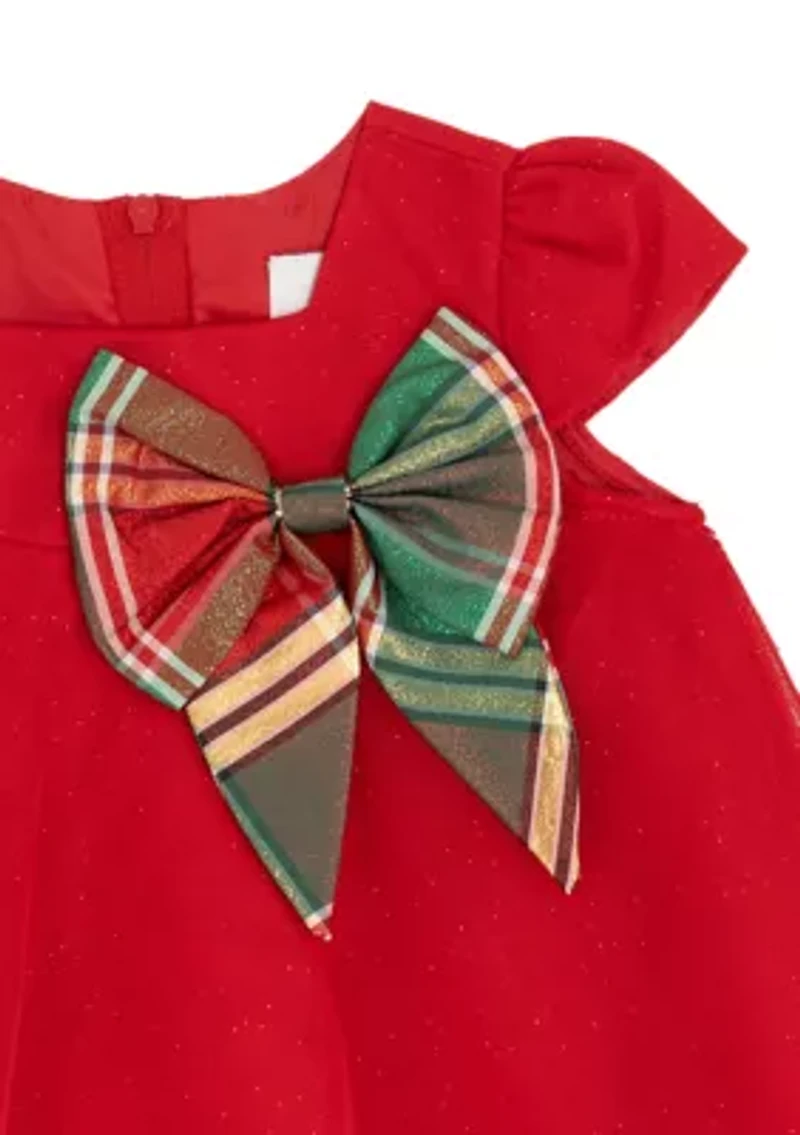 Baby Girls Cap Sleeve Mesh Float Bodice Dress and Bloomer Set