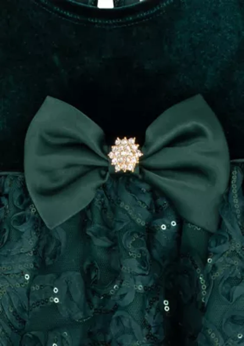 Baby Girls Short Sleeve Velvet Soutache Dress