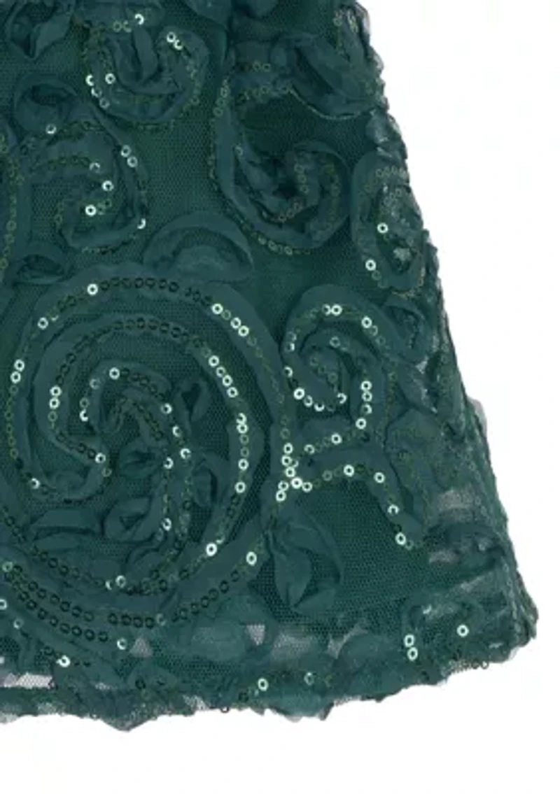 Baby Girls Short Sleeve Velvet Soutache Dress