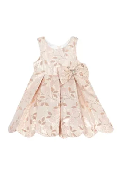 Toddler Girls Floral Embroidered Scalloped Dress