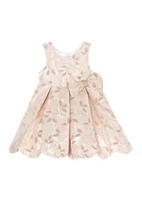 Toddler Girls Floral Embroidered Scalloped Dress