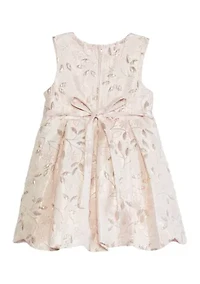 Toddler Girls Floral Embroidered Scalloped Dress