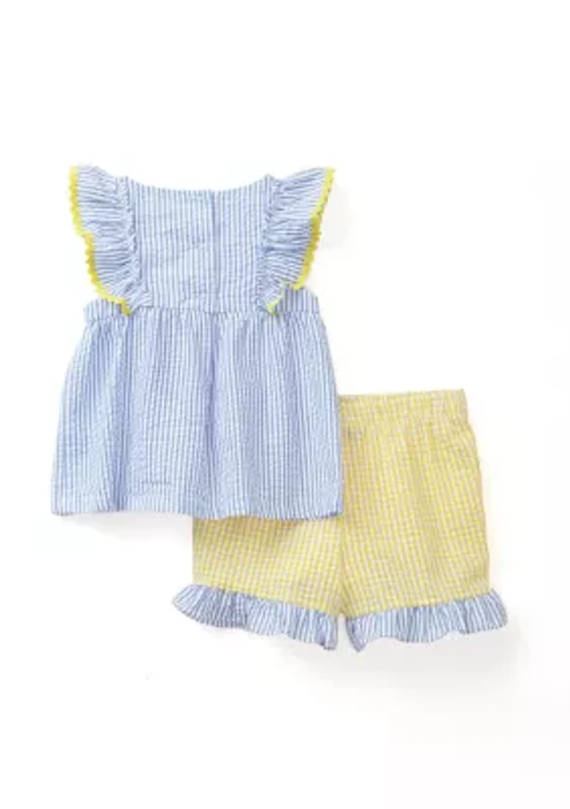 Toddler Girls Pineapple Seersucker Shorts Set