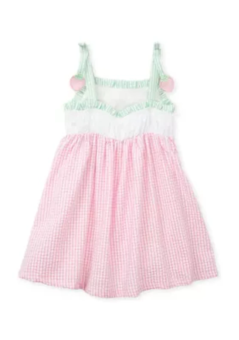 Toddler Girls Sleeveless Strawberry  Seersucker Sundress