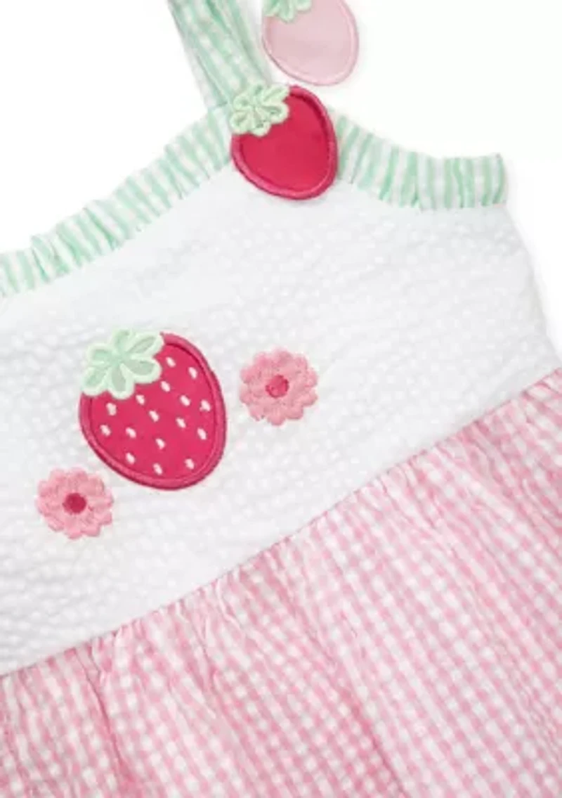 Toddler Girls Sleeveless Strawberry  Seersucker Sundress