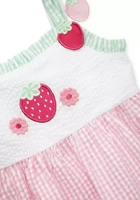 Toddler Girls Sleeveless Strawberry  Seersucker Sundress