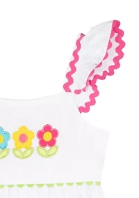 Toddler Girls Ric Rac Floral Seersucker Dress