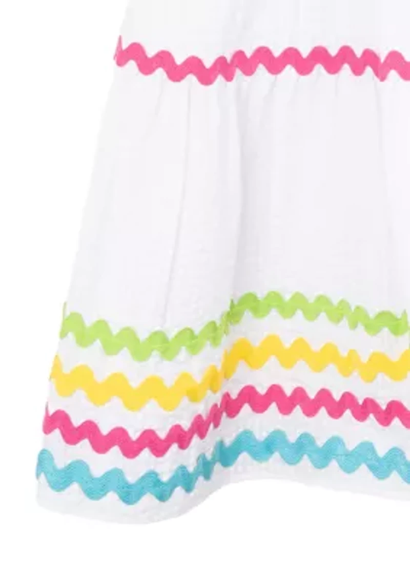 Toddler Girls Ric Rac Floral Seersucker Dress
