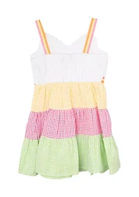Toddler Girls Color Blocked Seersucker Dress