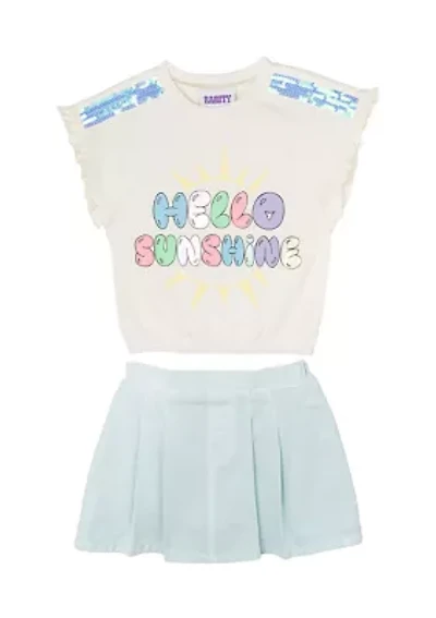 Toddler Girls Hello Sunshine Graphic Top and Skort Set