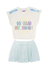 Toddler Girls Hello Sunshine Graphic Top and Skort Set