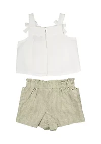 Toddler Girls Embroidered Top with Linen Shorts