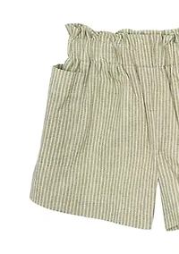 Toddler Girls Embroidered Top with Linen Shorts