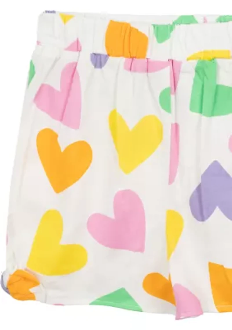 Toddler Girls Happy Face Graphic T-Shirt and Printed Shorts Set