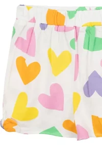 Toddler Girls Happy Face Graphic T-Shirt and Printed Shorts Set