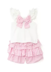 Toddler Girls Knit Top and Seersucker Shorts Set