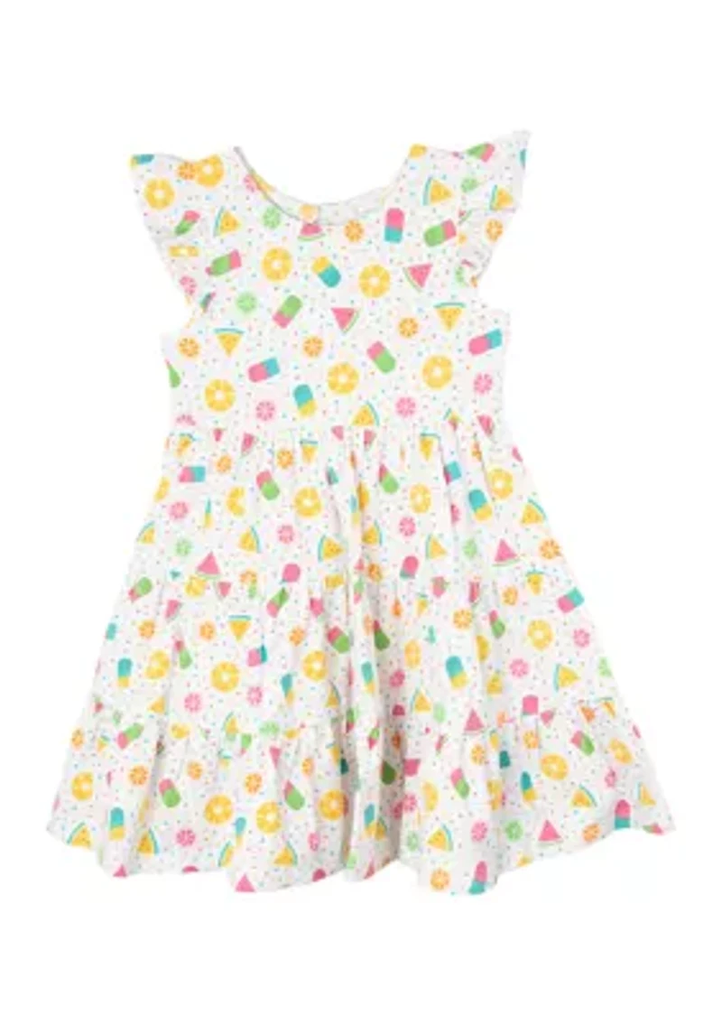 Toddler Girls Fruit Print Knit Dress