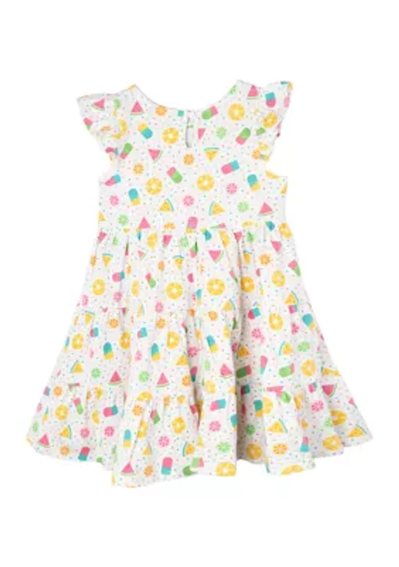Toddler Girls Fruit Print Knit Dress