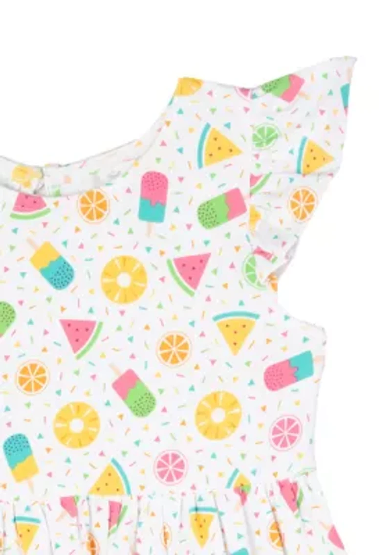 Toddler Girls Fruit Print Knit Dress