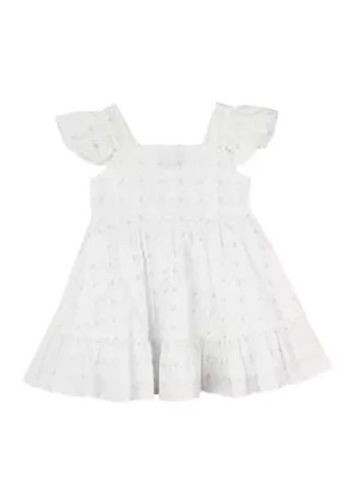 Toddler Girls Flutter Sleeve Smocked Dress