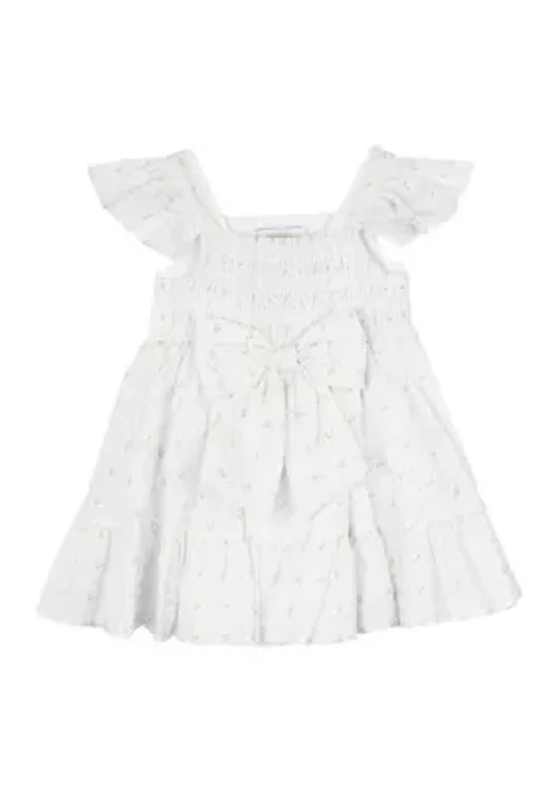 Toddler Girls Flutter Sleeve Smocked Dress