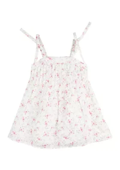 Toddler Girls Sleeveless Pintuck Floral Dress