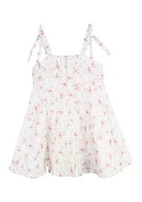 Toddler Girls Sleeveless Pintuck Floral Dress