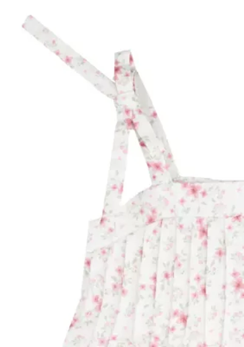 Toddler Girls Sleeveless Pintuck Floral Dress