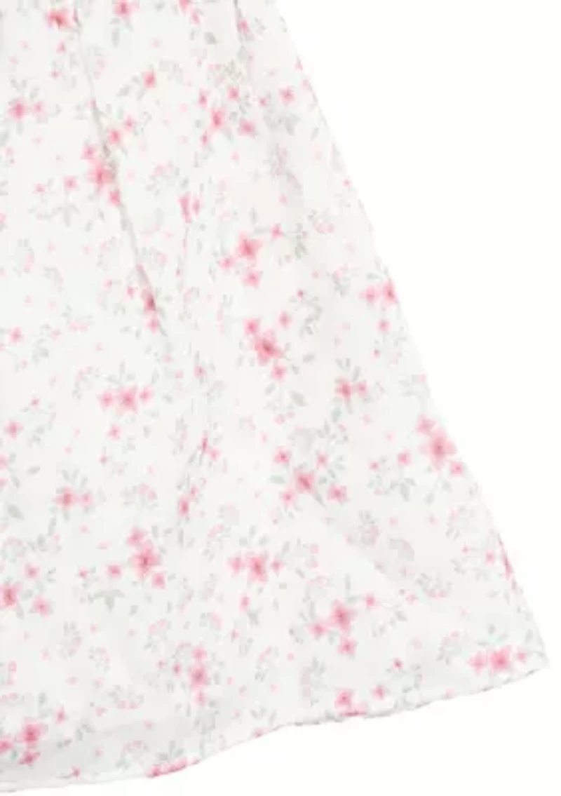 Toddler Girls Sleeveless Pintuck Floral Dress