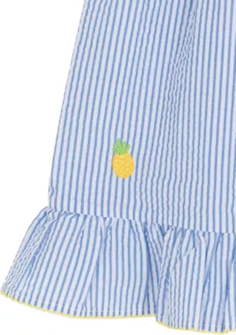 Toddler Girls Pineapple Seersucker Dress