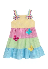 Toddler Girls Butterfly Multicolor Seersucker Dress