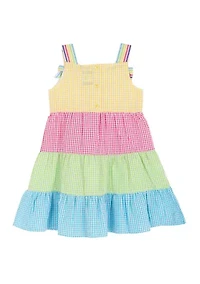 Toddler Girls Butterfly Multicolor Seersucker Dress
