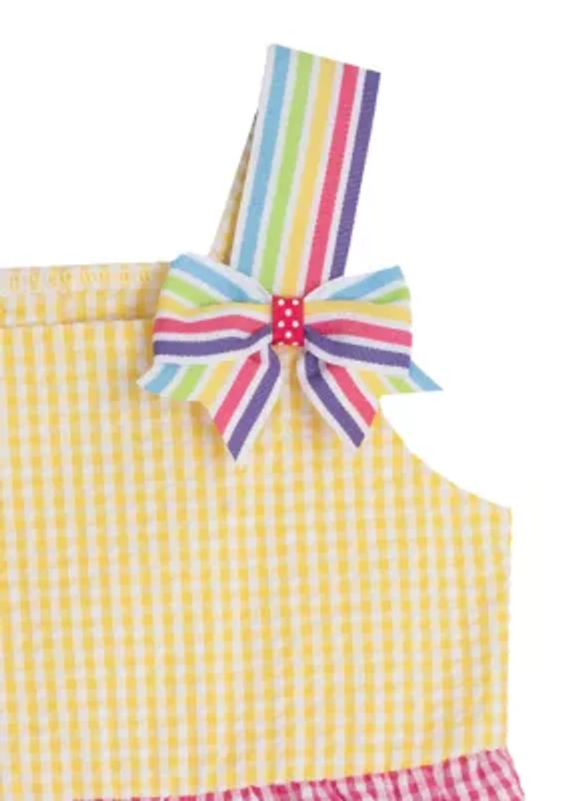 Toddler Girls Butterfly Multicolor Seersucker Dress