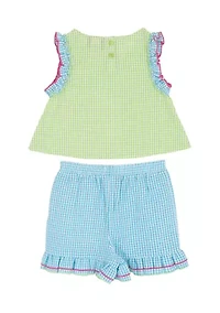 Toddler Girls Flamingo Seer Short Set