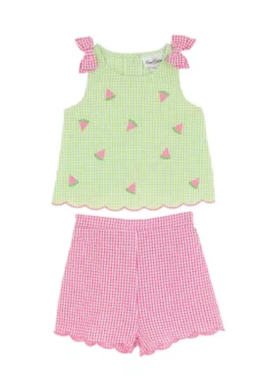 Toddler Girls Watermelon Seer Shorts Set