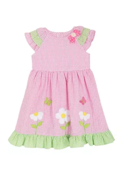 Toddler Girls Daisy Appliqué Seersucker Dress