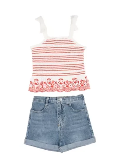 Toddler Girls Gingham Top and Shorts Set