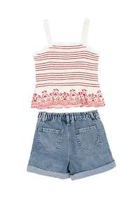 Toddler Girls Gingham Top and Shorts Set