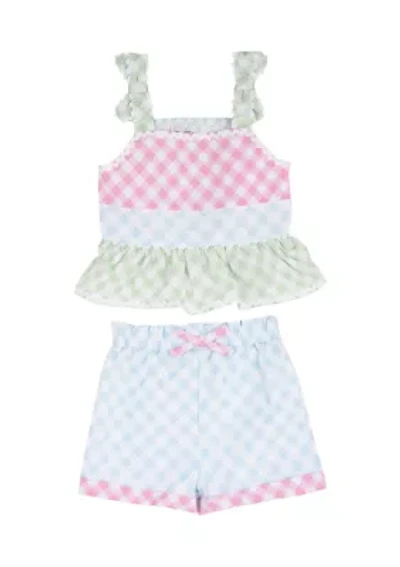 Toddler Girls Embroidered Top and Shorts Set