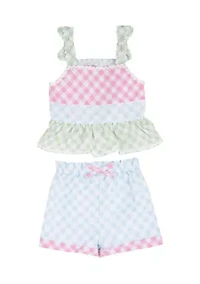 Toddler Girls Embroidered Top and Shorts Set