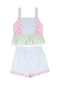 Toddler Girls Embroidered Top and Shorts Set