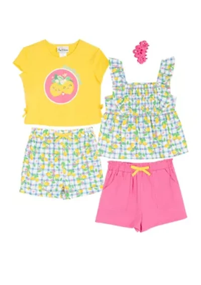 Toddler Girls Lemon Print Shirts and Shorts Set