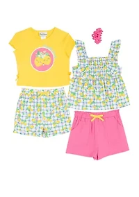 Toddler Girls Lemon Print Shirts and Shorts Set