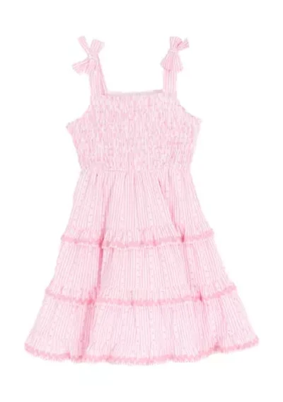 Toddler Girls Sleeveless Tiered Smocked Dress