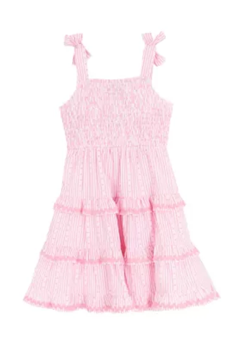 Toddler Girls Sleeveless Tiered Smocked Dress