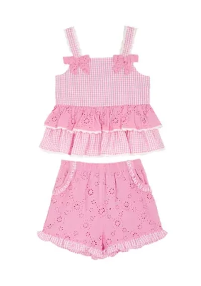 Toddler Girls Gingham Top and Shorts Set