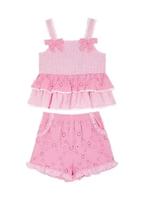 Toddler Girls Gingham Top and Shorts Set