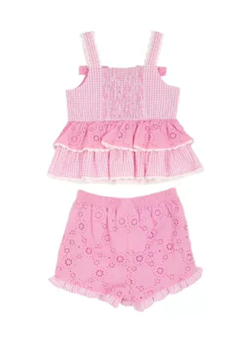 Toddler Girls Gingham Top and Shorts Set