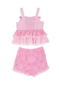Toddler Girls Gingham Top and Shorts Set